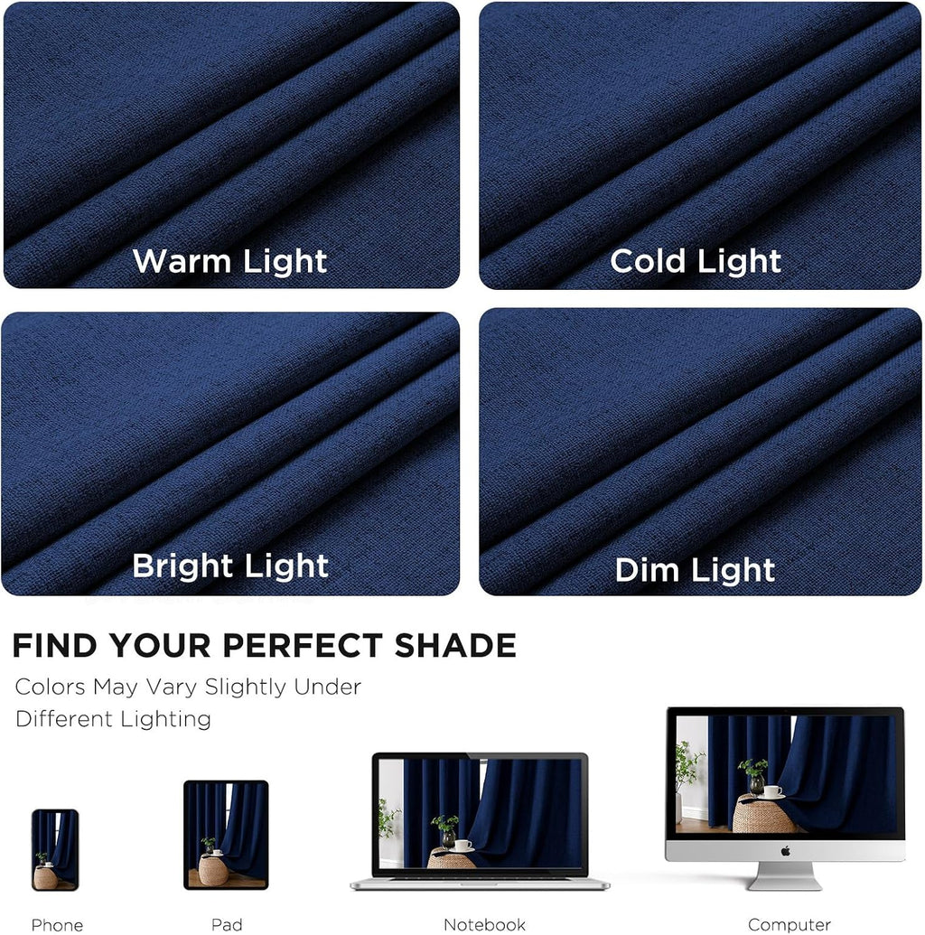 Cucraf 100% Blackout Curtains 108 inches Length 2 Panels Set, Room Darkening Linen Textured Curtain Grommet for Bedroom Living Room, Light…