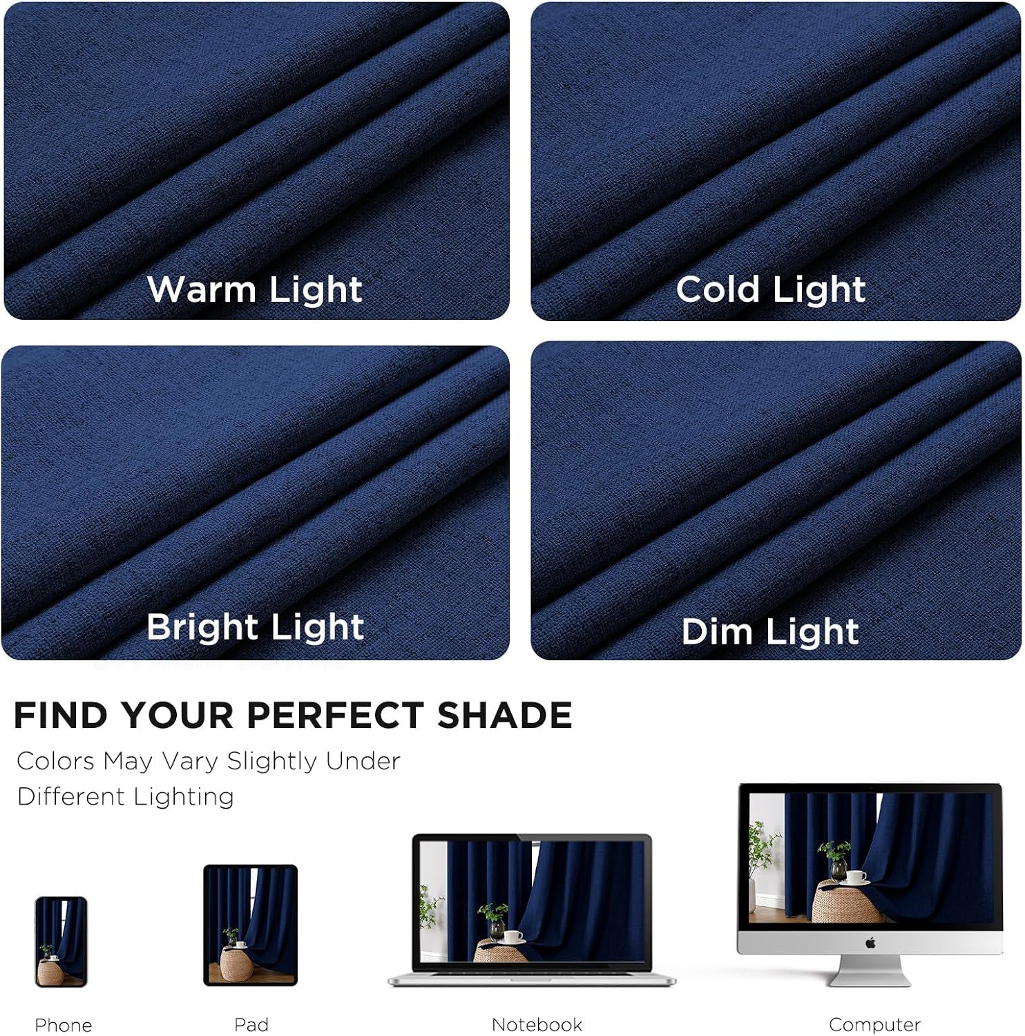 Cucraf 100% Blackout Curtains 90 inches Length 2 Panels Set, Room Darkening Linen Textured Curtain Grommet for Bedroom Living Room, Light B…