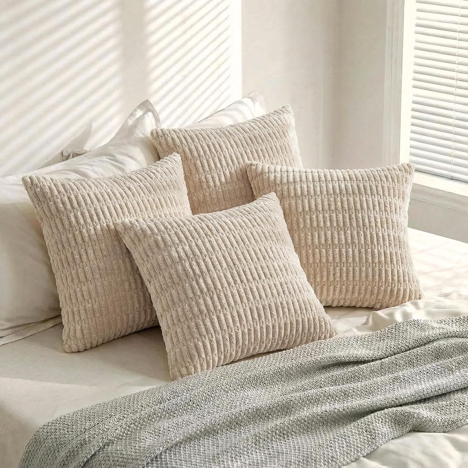 Fancy Homi 4 Packs Decorative Throw Pillow Covers for Living Room Couch Bed, Modern Farmhouse Boho Home Décor Accent Cushion Case, 24" x…