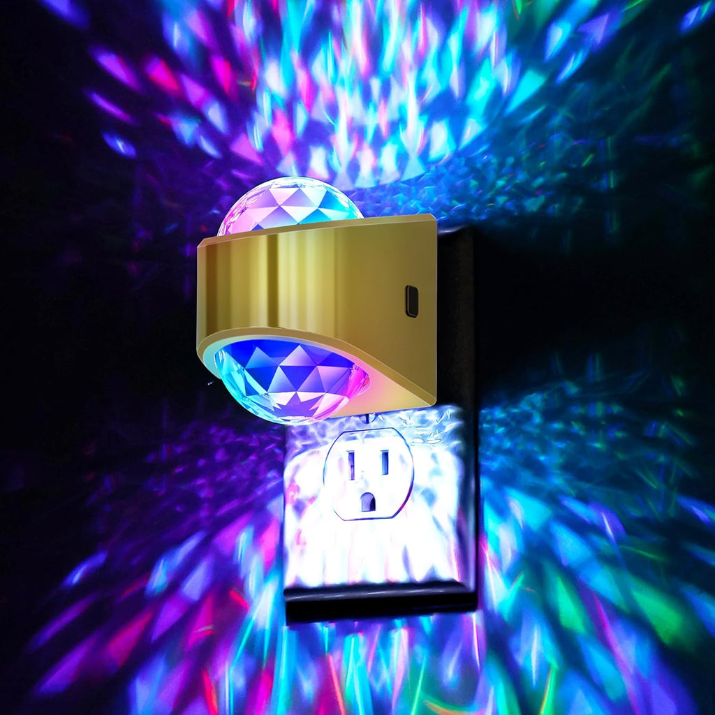 Night Lights Plug into Wall, Star Projector for Bedroom, Gold Night Light Projector for Kids, 9-Color RGB Galaxy Nightlight with Dusk to…