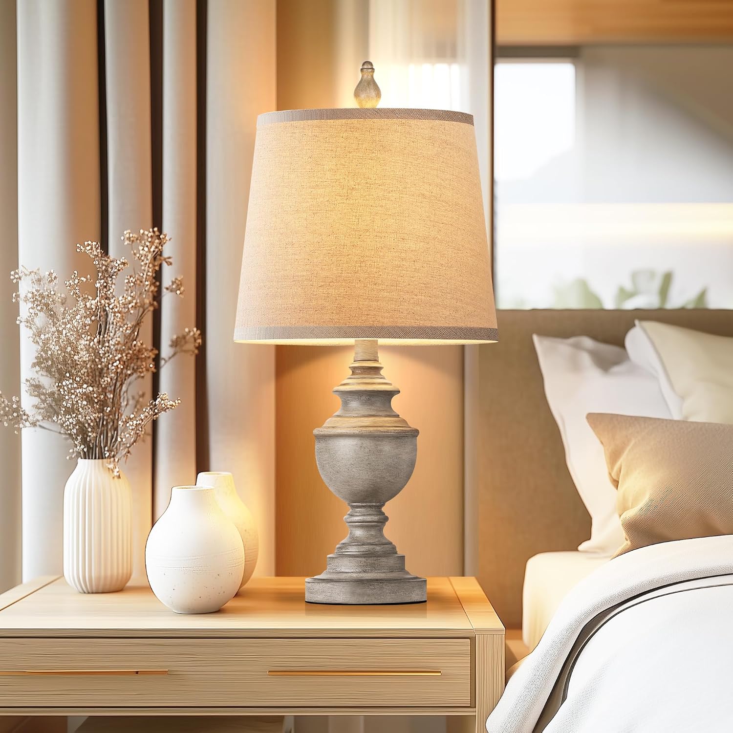 PARTPHONER Retro Table Lamps Set of 2, Bedside Lamp for Bedroom Rustic Farmhouse Table Lamps for Living Room, 22" Vintage Nightstand…