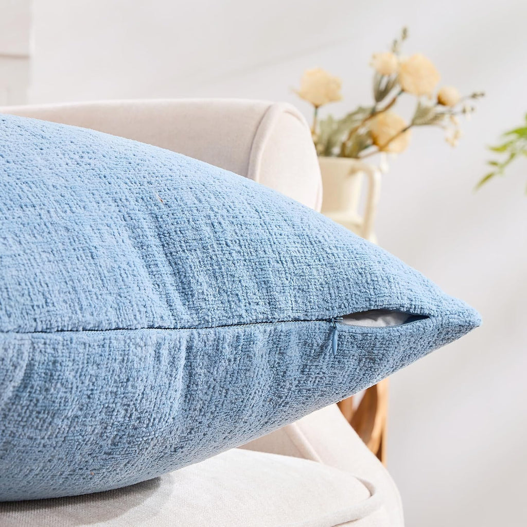 Gawamay Set of 2 Soft Textured Chenille Throw Pillow Covers 24x24 Inch (60x60 CM), Decorative Pillowcases Cushion Covers for Farmhouse Home…