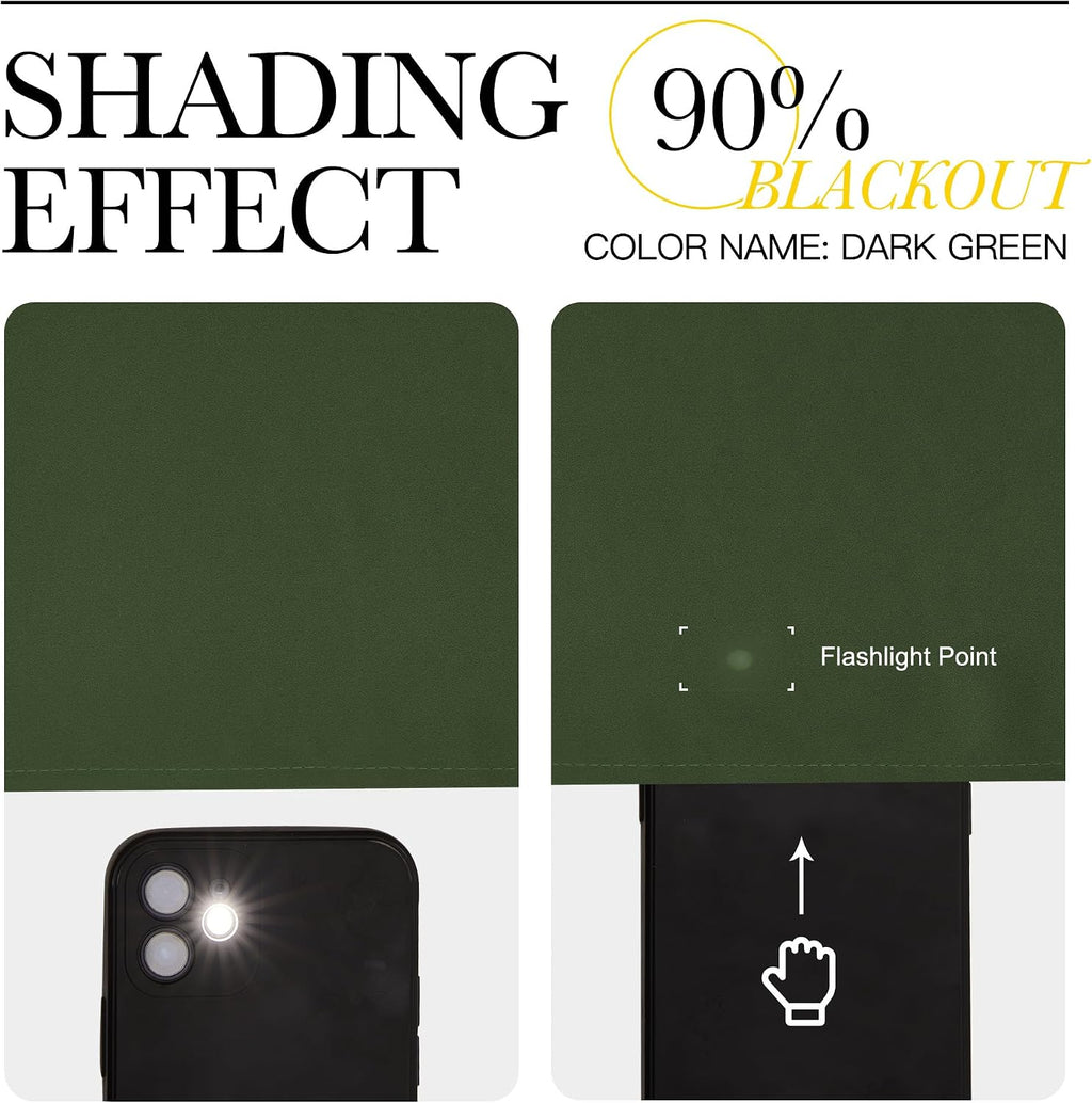 NICETOWN Dark Green Blackout Cafe Satin Curtains for Small Windows, 42" Wide by 63" Long, 2 Panels, Grommet Noise Reducing Faux Silk…