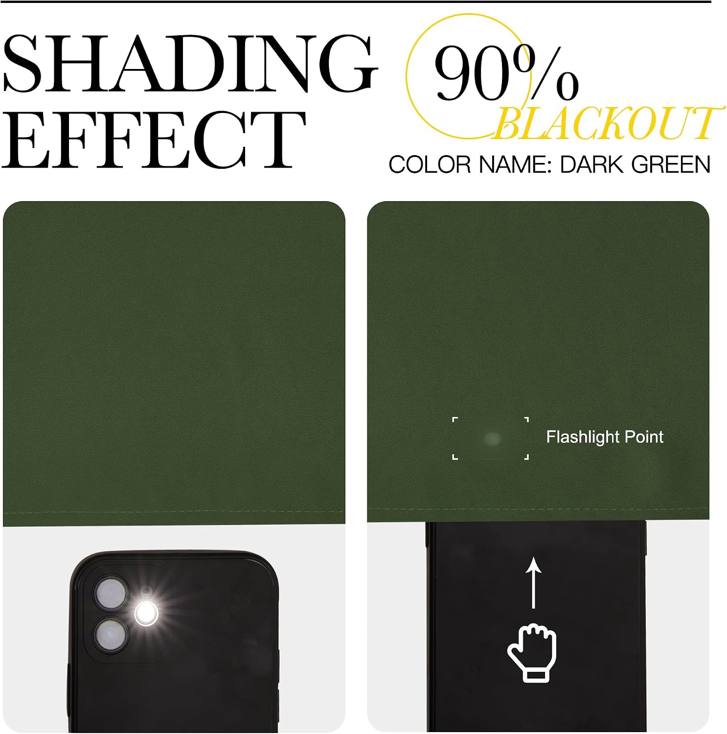 NICETOWN Dark Green Blackout Cafe Satin Curtains for Small Windows, 42" Wide by 63" Long, 2 Panels, Grommet Noise Reducing Faux Silk…