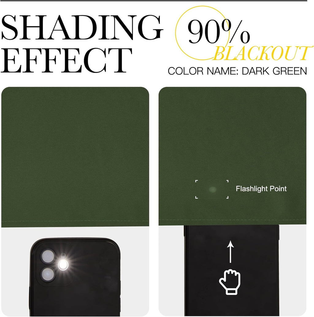 NICETOWN Dark Green Blackout Cafe Satin Curtains for Small Windows, 42" Wide by 36" Long, 2 Panels, Rod Pocket Noise Reducing Faux Silk…