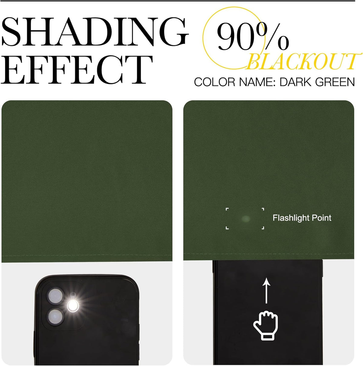 NICETOWN Dark Green Blackout Cafe Satin Curtains for Small Windows, 42" Wide by 36" Long, 2 Panels, Rod Pocket Noise Reducing Faux Silk…