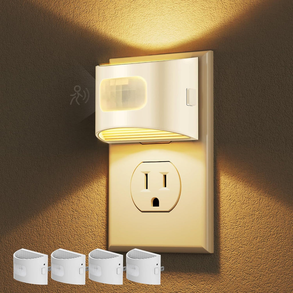 DORESshop LED Night Light[4 Pack], Night Lights Plug into Wall, Plug in Night Light with Motion Sensor, Dusk to Dawn Sensor, Nightlights…