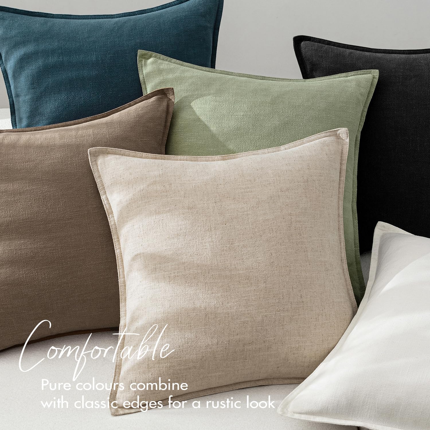 EMEMA Spring Decorative Linen Throw Pillow Covers 20x20 Inch Grass Green Boho Farmhouse Neutral Couch Throw Pillows for Bed Pack of 2…
