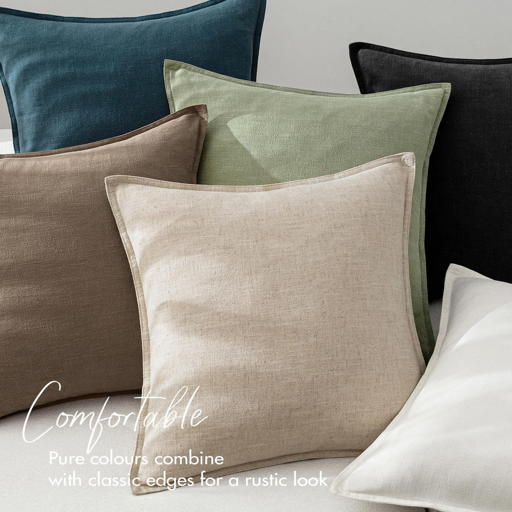 EMEMA Decorative Linen Throw Pillow Covers 24x24 Inch Natural Beige Boho Farmhouse Neutral Couch Throw Pillows for Bed Pack of 2 Accent…