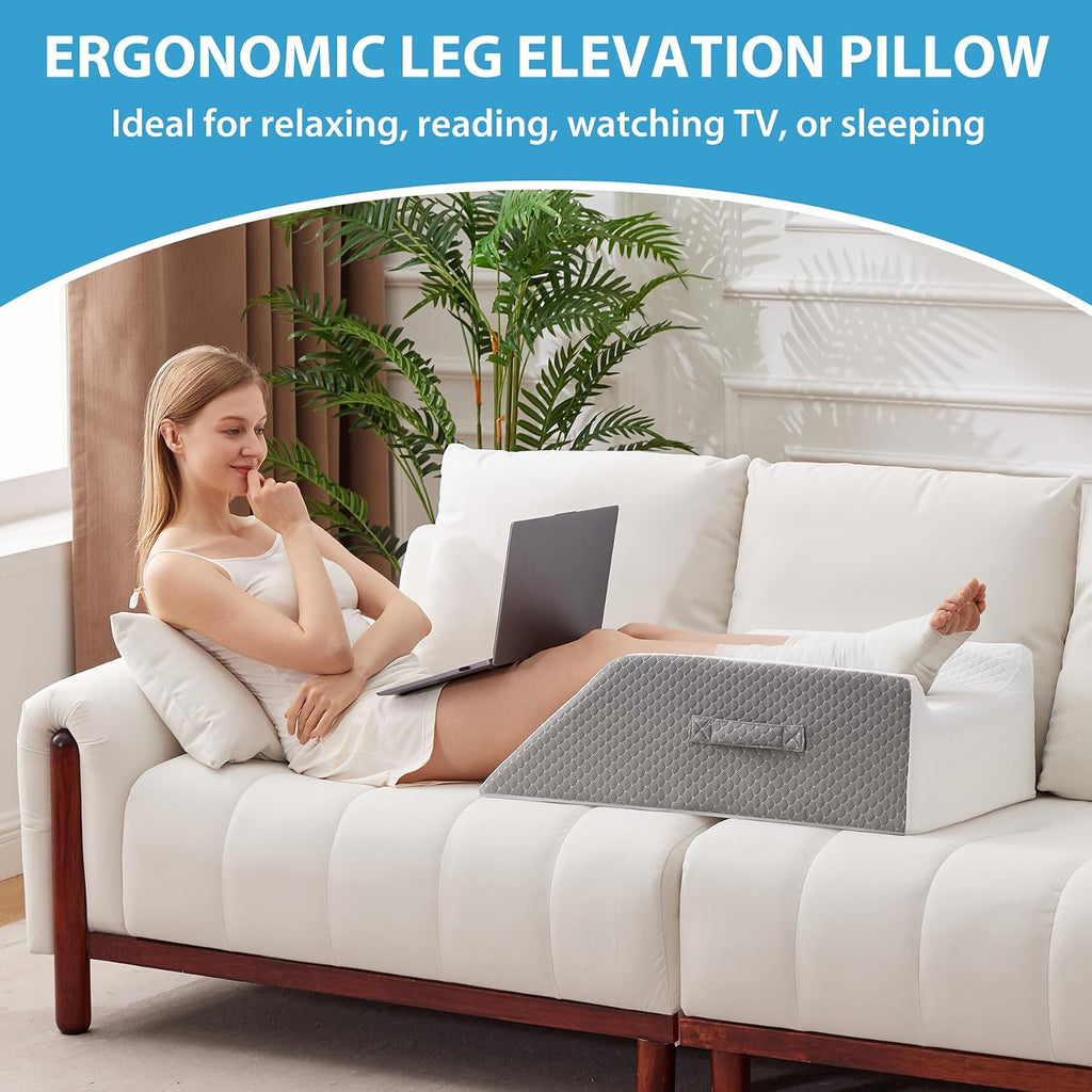 Megcxit Double Leg Elevation Pillows for After Surgery, Memory Foam Leg Elevating Pillow, Leg Pillow Elevation Blood Circulation, Knee Pill…
