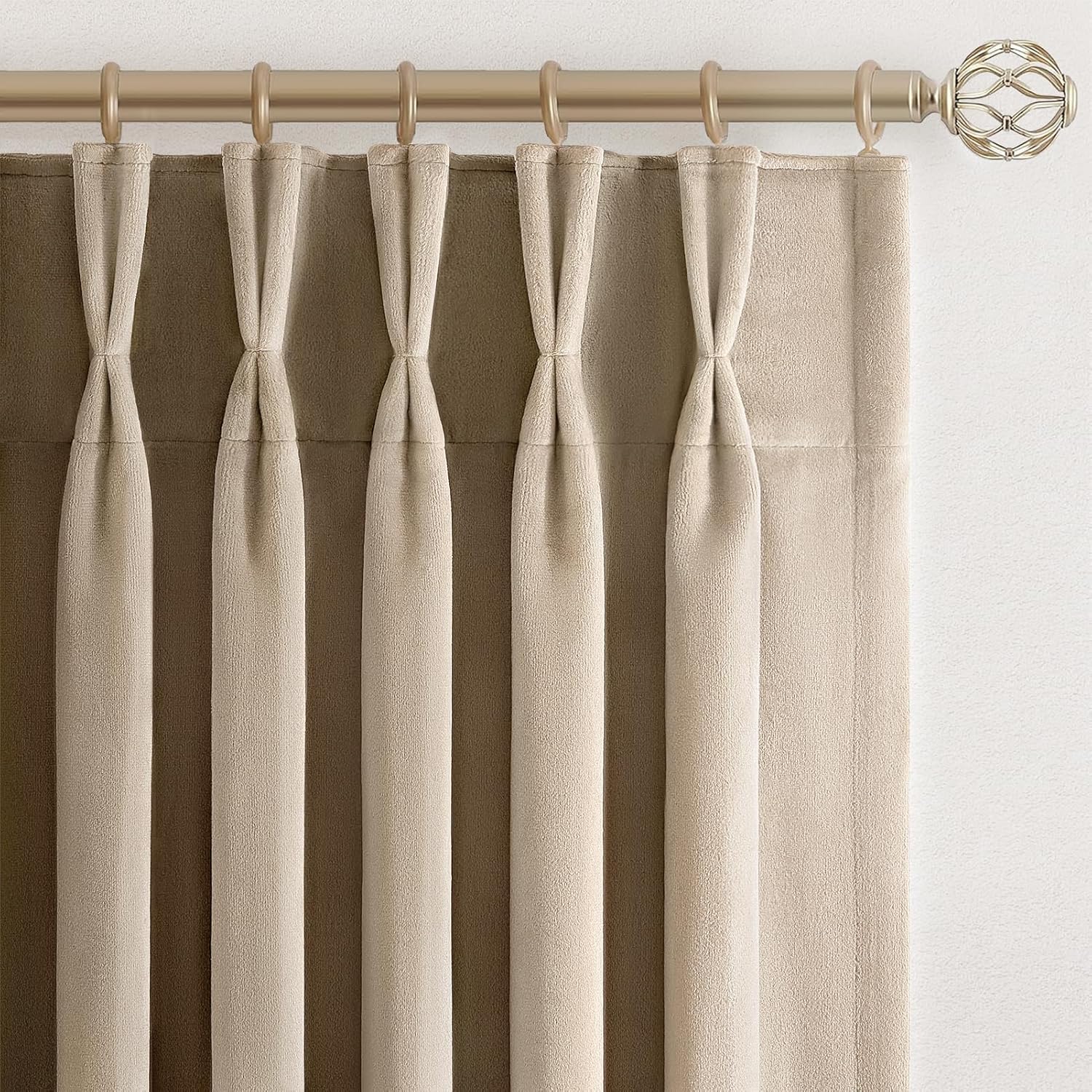 Drapenova 108 Inch Long Beige Velvet Curtains for Living Room Bedroom Large Window Room Darkening Blackout Soundproof Cold Blocking…