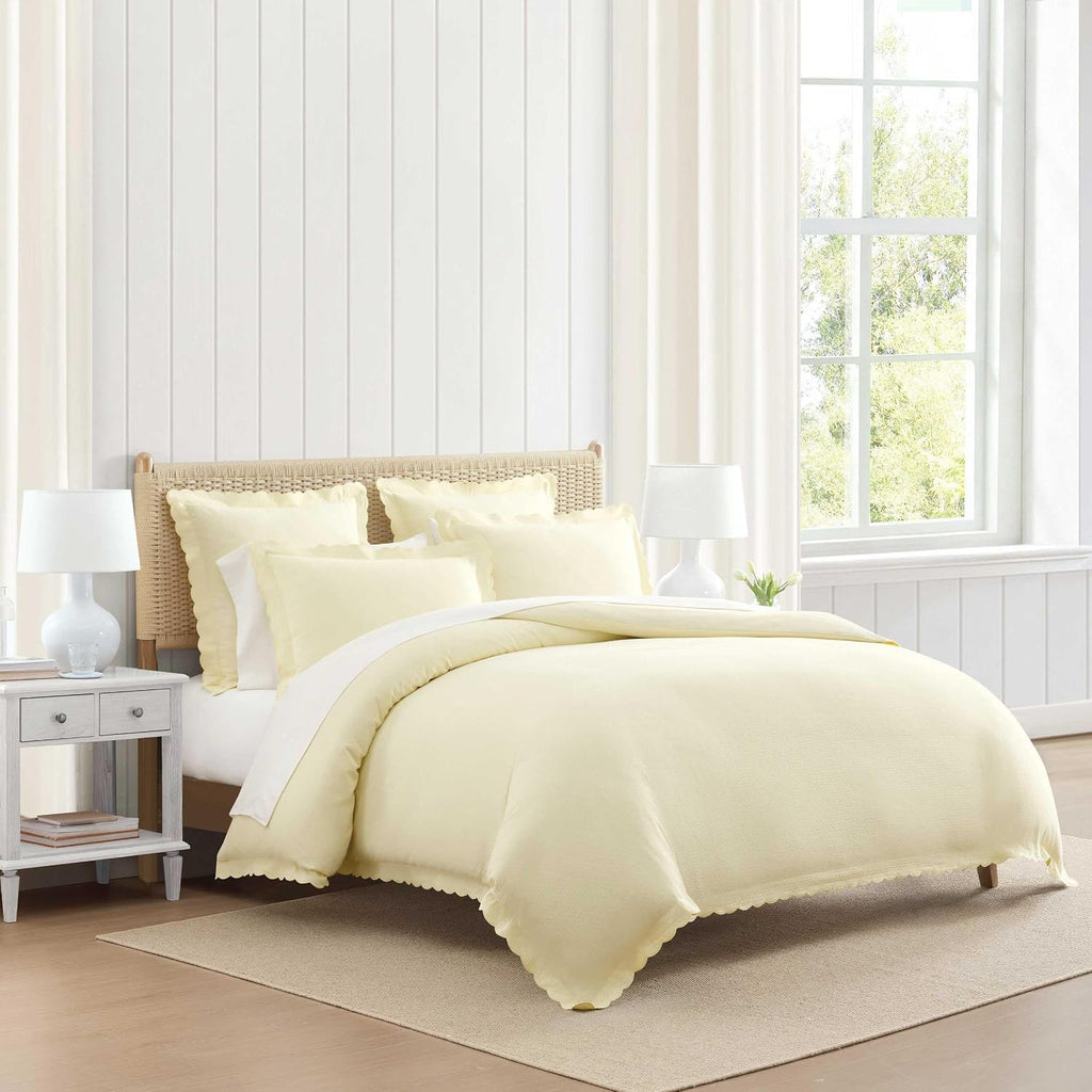 MarthaStewart Martha Stewart - Queen Duvet Cover Set, 100% Soft Cotton Blend Bedding, Corner Ties & Button Closure, 3 Piece Bed Set with Ma…