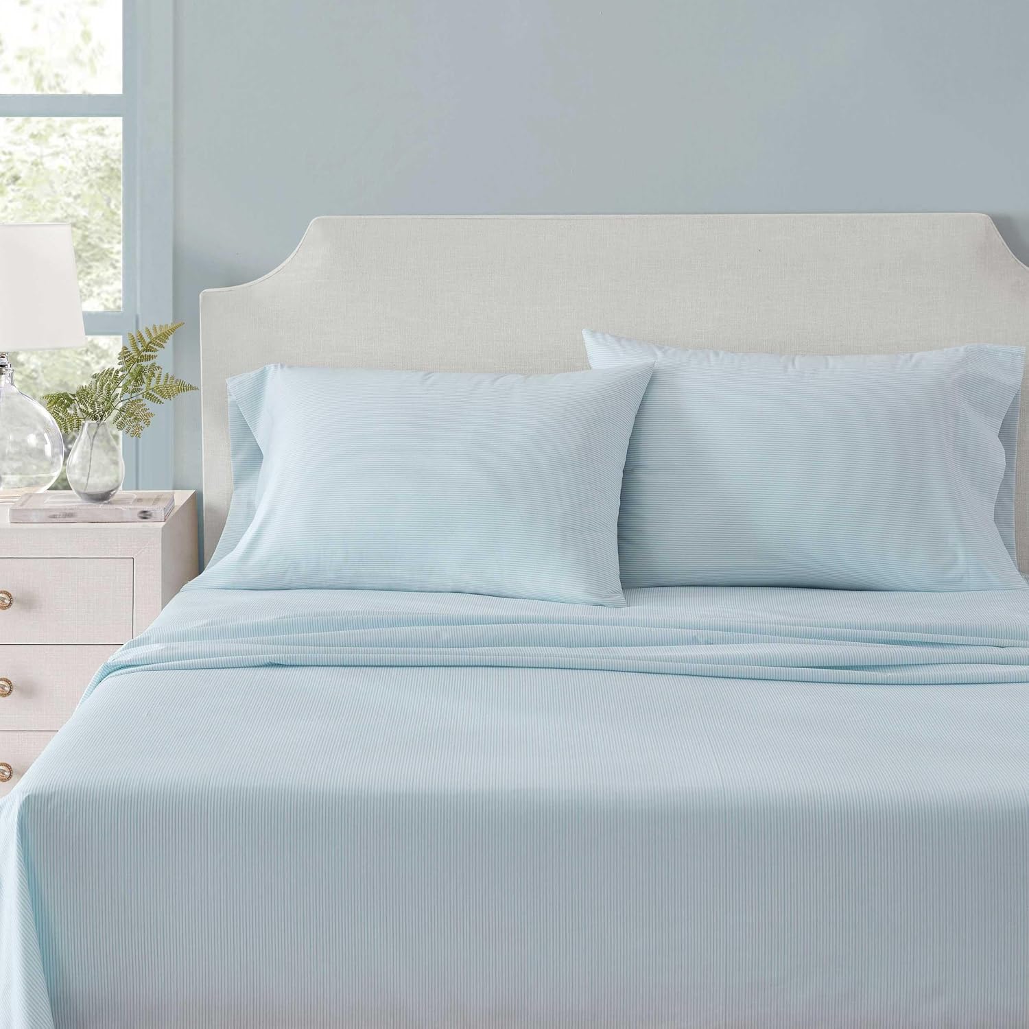 MarthaStewart Martha Stewart - Queen Size Sheets Set, Crisp & Tailored Cooling Sheets w/a Naturally Smooth Cotton Percale Lightweight Feel…