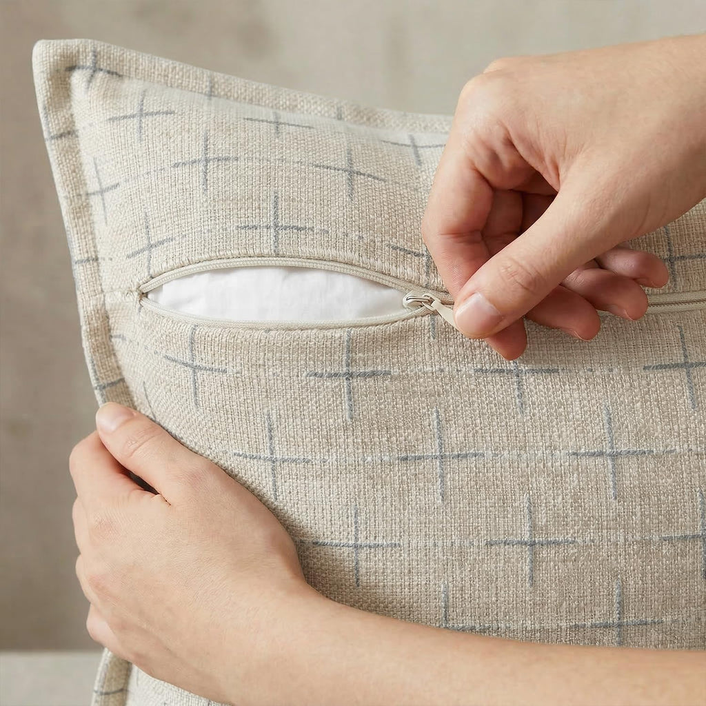AVOINcolorlife AVOIN colorlife Pack of 2 Decorative Throw Pillow Covers 26x26 Inch, Flange Edges Woven Textured Cushion Case Home Decor for…