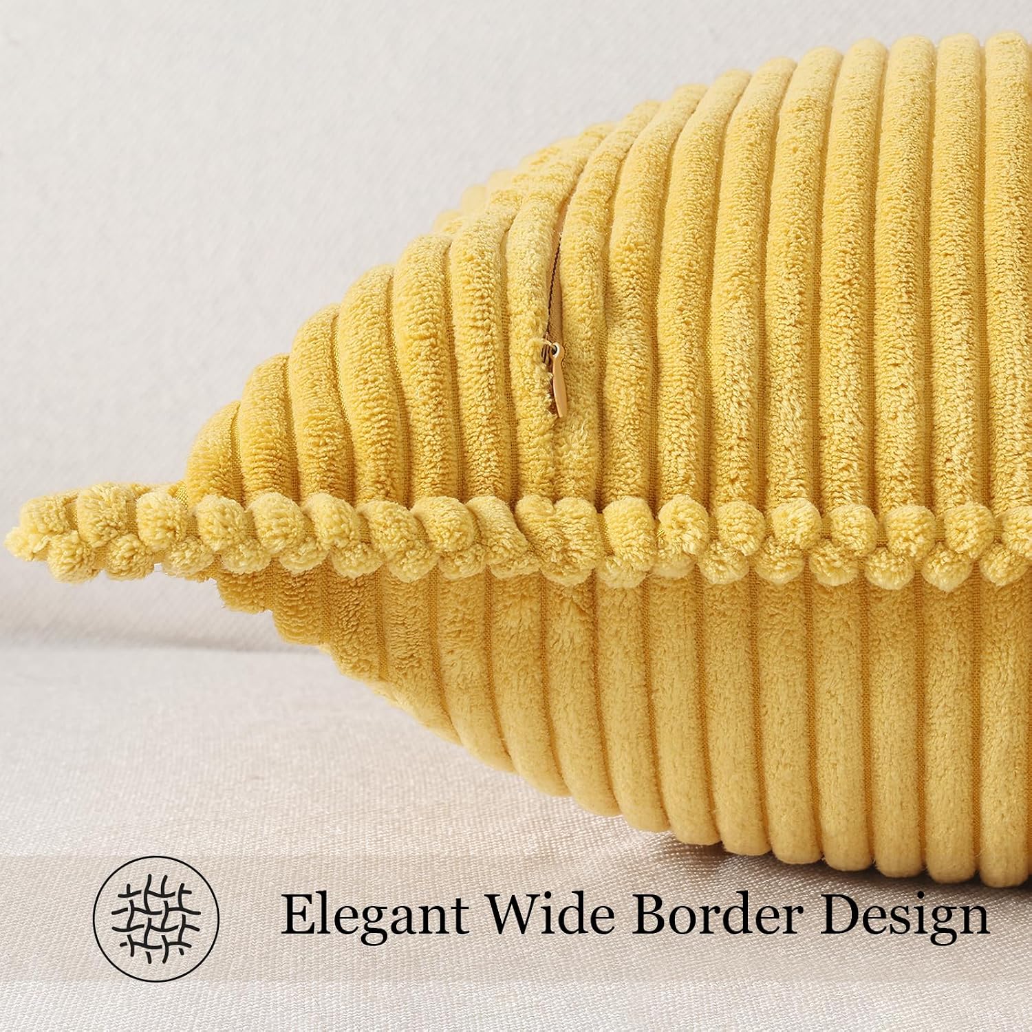 Mecatny Corduroy Summer Throw Pillow Covers 22x22 Set of 2, Neutral Decorative Soft Boho Couch Pillow Covers with Broadside for Sofa…