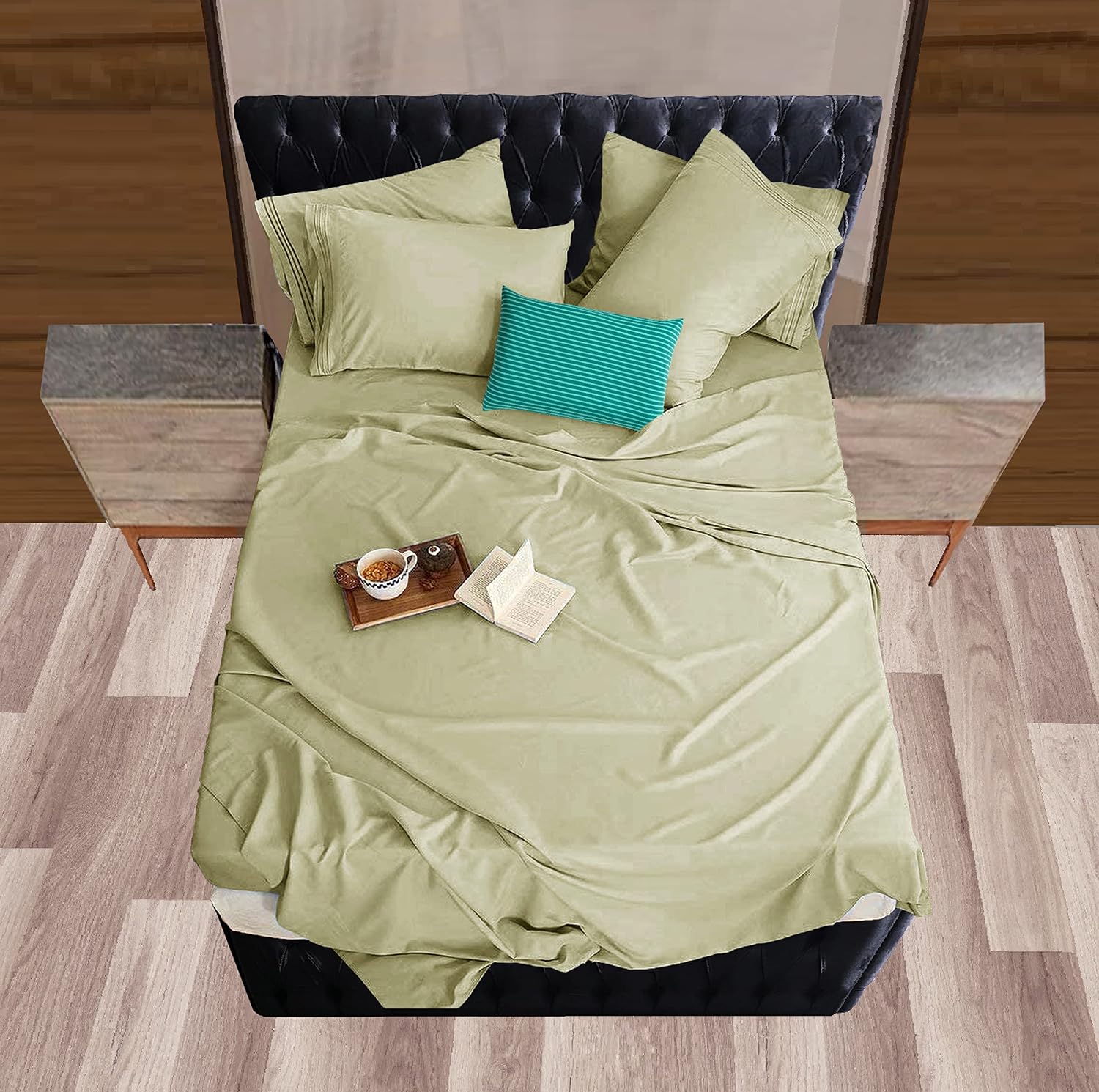 MocassiLuxuryBedding Mocassi Cali King Sheet Set - Luxury Hotel 1800 Premier Bedding Sheets & Pillowcases - Ultra Soft Breathable & Cooling…