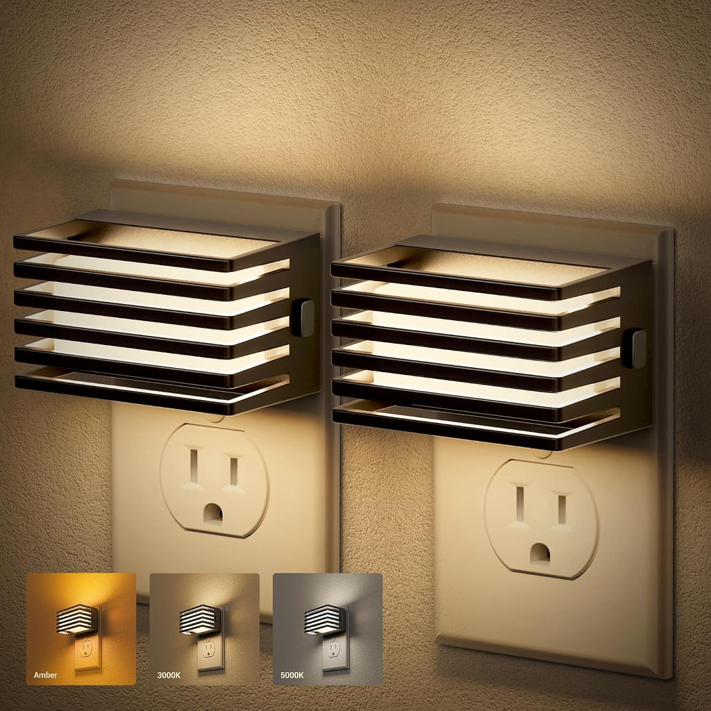 JandCase LED Night Light, [2 Pack] Night Lights Plug into Wall with Dusk to Dawn Sensor, 3 Colors 3000K/5000K/Amber, Plug in Nightlight…