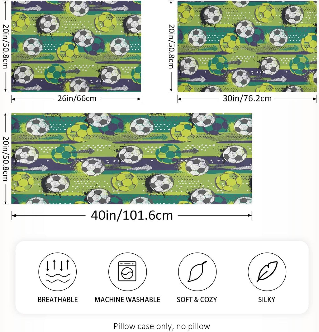 Soccer Ball Pillow Covers Silk Pillowcase for Hair and Skin Soft Breathable Smooth Cooling Satin Pillowcase Standard Size Pillow Case for…