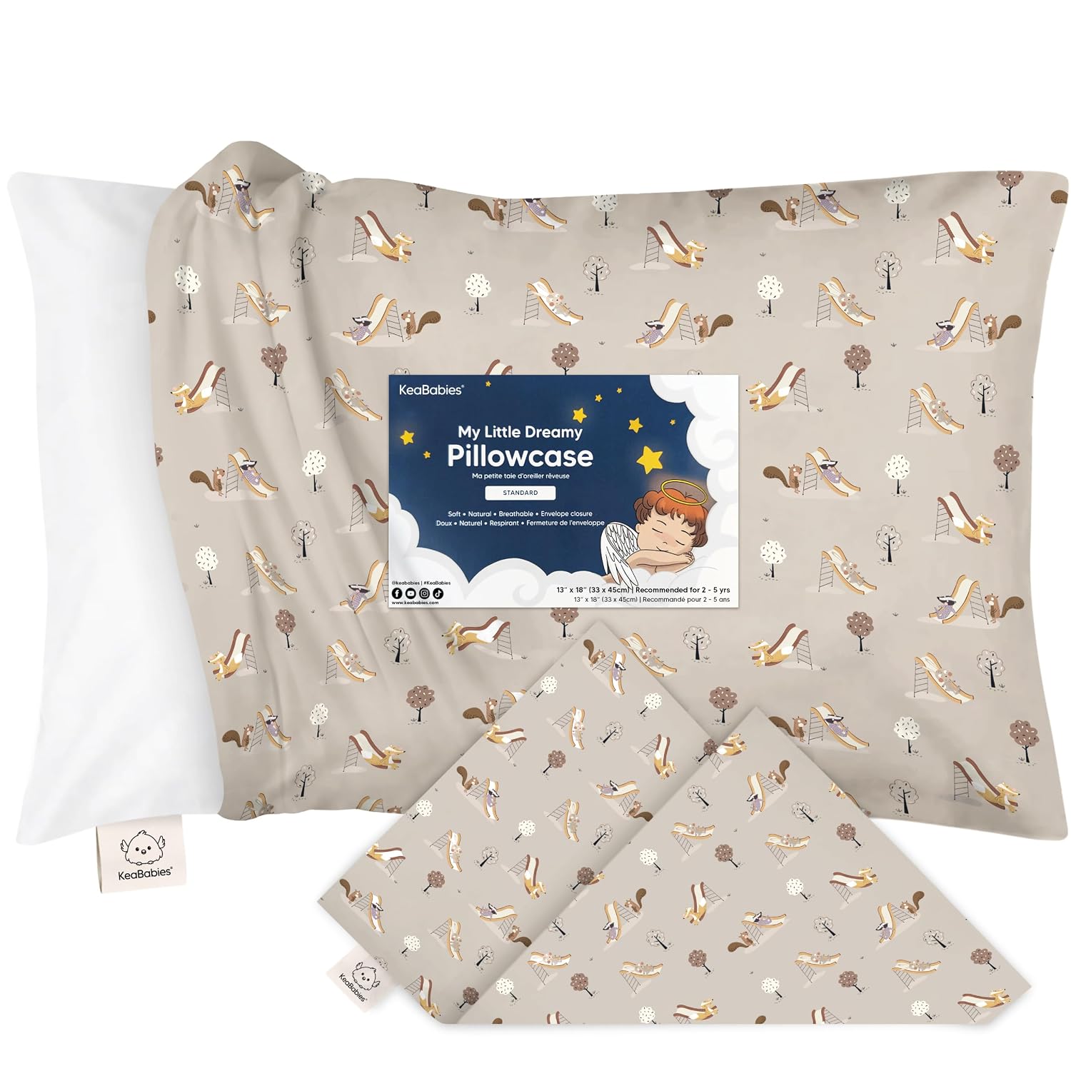 KeaBabies Toddler Pillowcase 13"x18" - Organic Cotton Toddler Pillowcase for Kids, Boys, Girls, Soft & Durable Cotton Cover for Miniature…