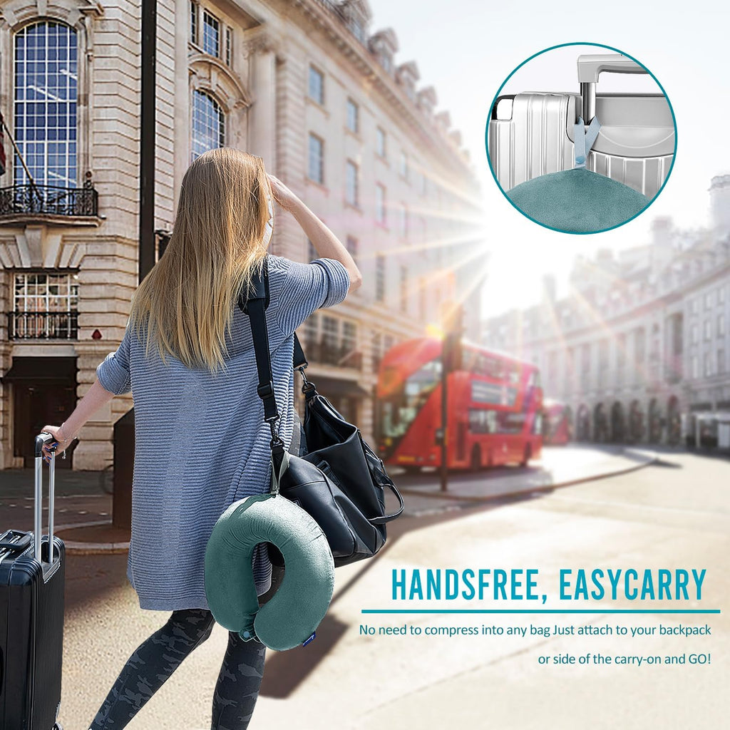 Fabuday Travel Pillow Memory Foam for Airplanes - Neck Pillow for Traveling, Car, Home, Flight Pillow for Sleeping with Attachable Snap Str…