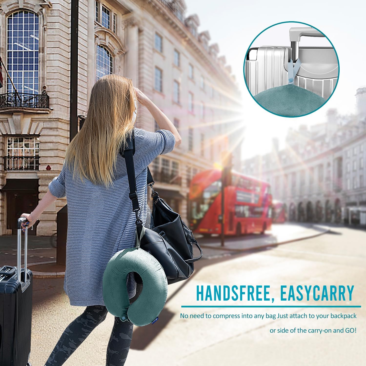 Fabuday Travel Pillow Memory Foam for Airplanes - Neck Pillow for Traveling, Car, Home, Flight Pillow for Sleeping with Attachable Snap Str…
