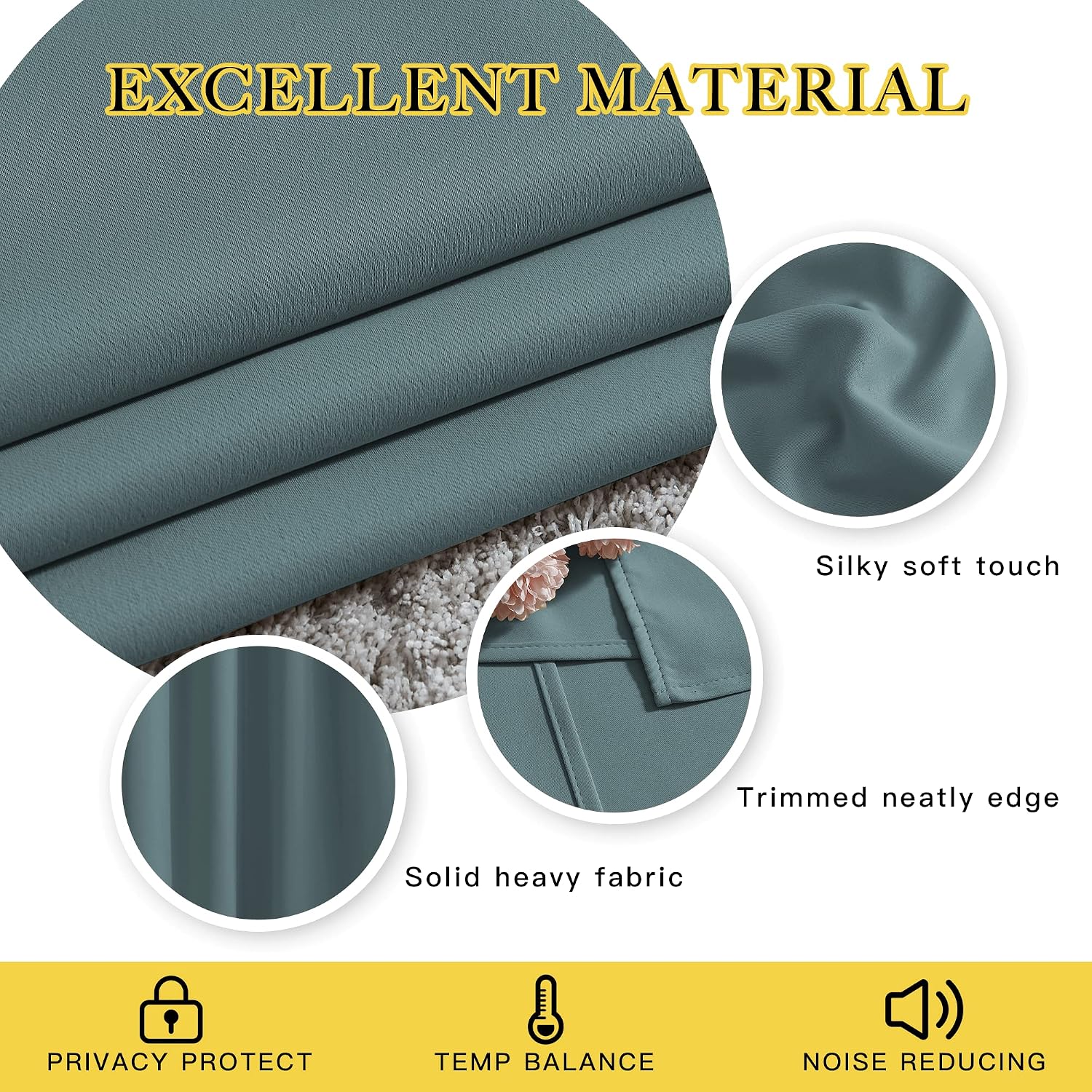 Nicetown Bedroom Blackout Curtains Panels - Triple Weave Energy Saving Thermal Insulated Solid Grommet Blackout Draperies for Patio, 1 Pair…
