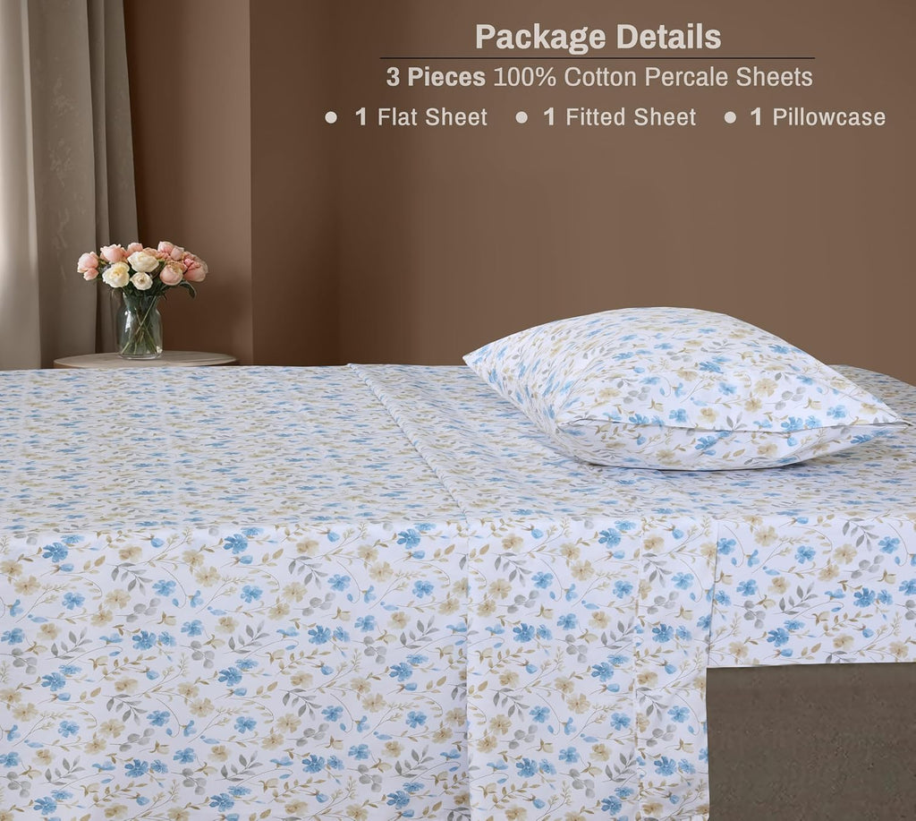 Zoyer 100% Cotton Sheets – Twin XL Size Percale Bedding, Cooling & Breathable, Durable with a Crisp, Soft & Comfortable Feel, 16" Deep Pock…