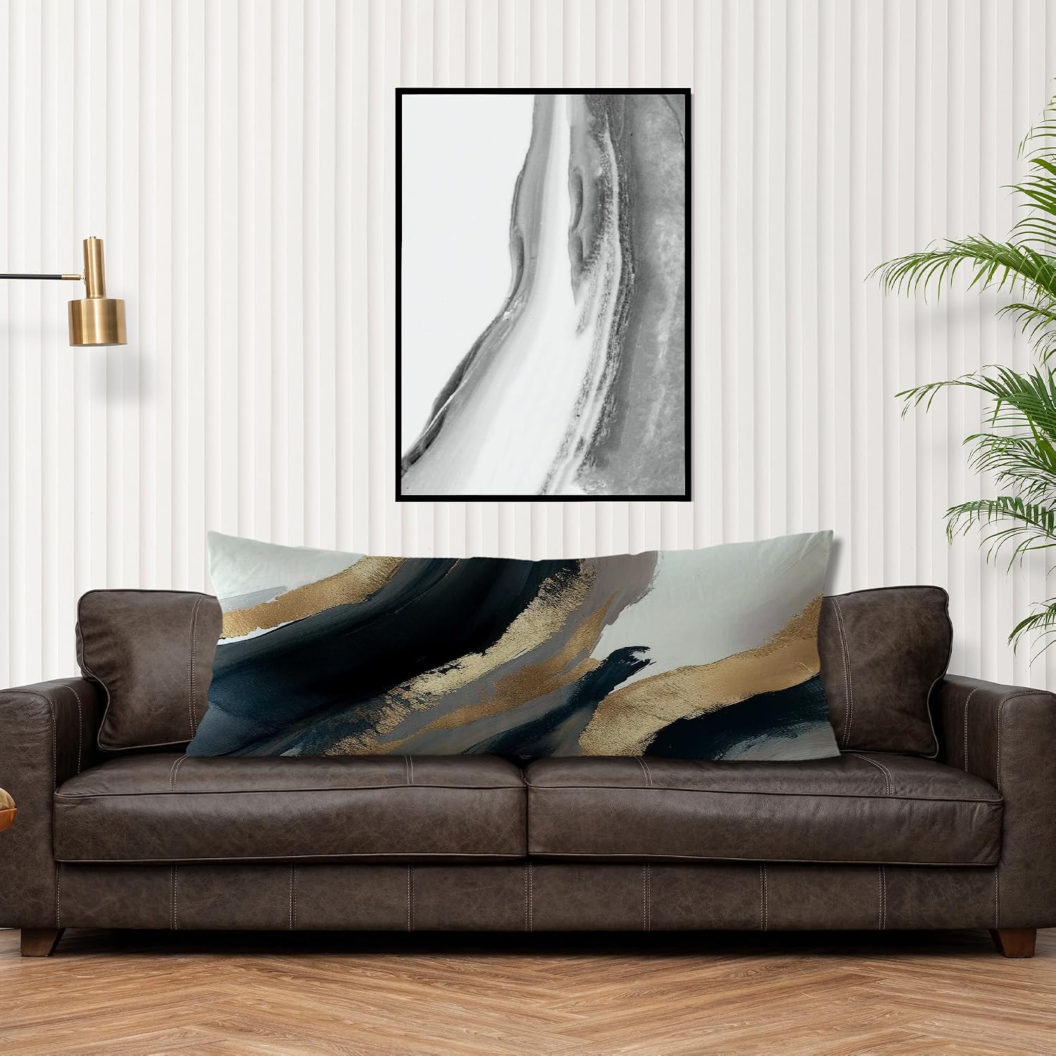 Black and Gold Abstract Body Pillow Covers 20x54, Mid Century Modern Black Gold and White Long Body Pillow Case Cover with Hidden Zipper…