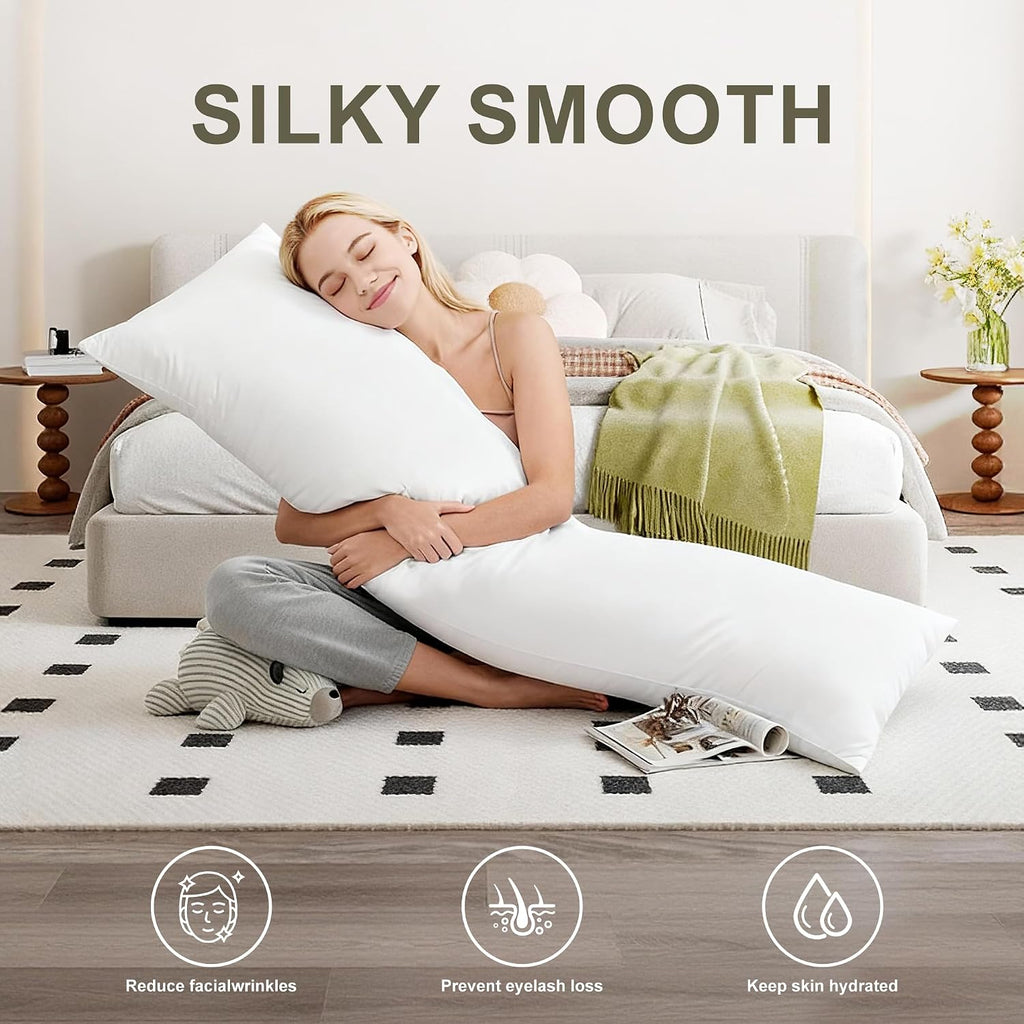 Awvco Body Pillow Cover - Cooling Silky Smooth Satin Pillowcase for Hot Sleepers, Skin & Hair Friendly- Breathable & Stretchy for Al…