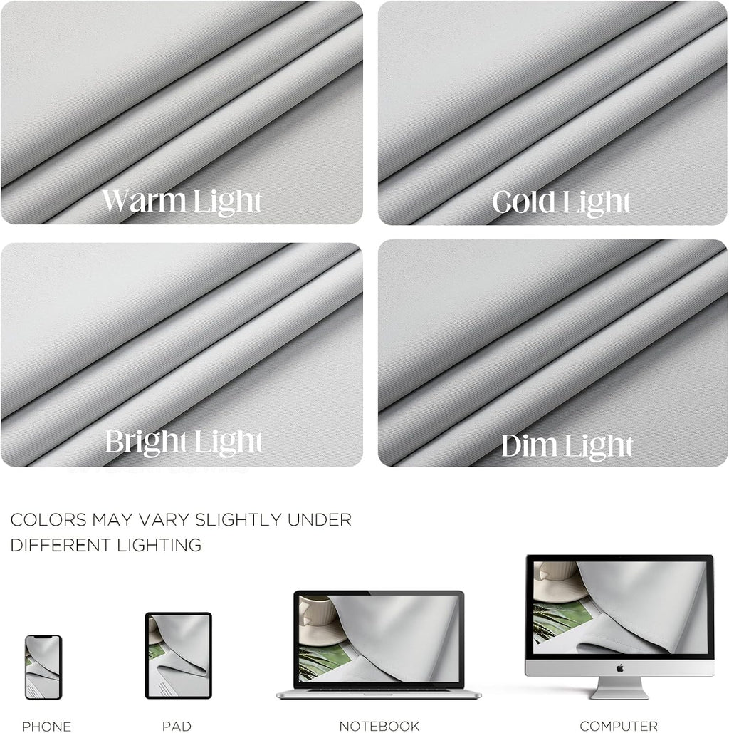 CUCRAF Grayish White Blackout Curtains 90 inch Length 2 Panels Set, Room Darkening Drapes for Living Room Bedroom, Thermal Insulated…