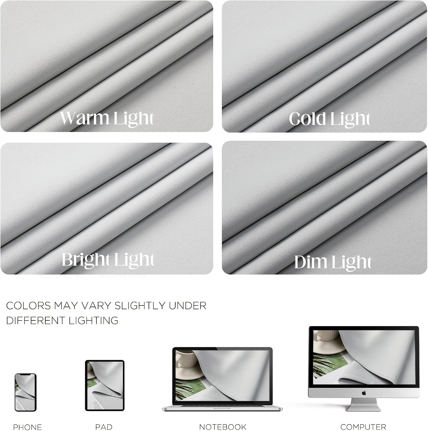 CUCRAF Grayish White Blackout Curtains 90 inch Length 2 Panels Set, Room Darkening Drapes for Living Room Bedroom, Thermal Insulated…