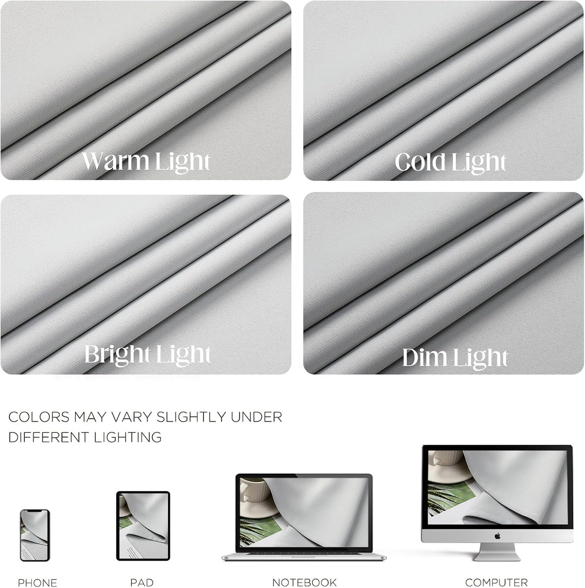 CUCRAF Grayish White Blackout Curtains 108 inch Length 2 Panels Set, Room Darkening Drapes for Living Room Bedroom, Thermal Insulated…
