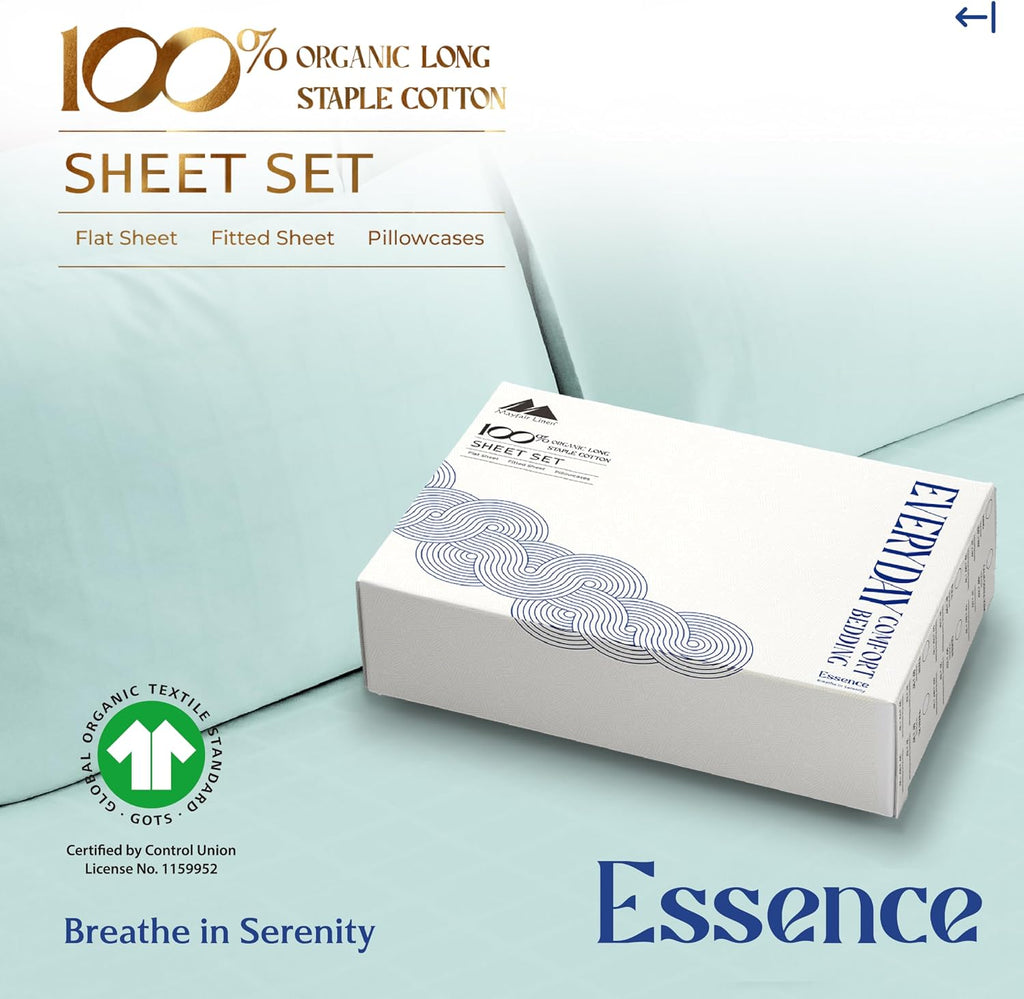 Mayfair Linen 100% Organic Cotton Sheets Full Size - 4 PC Organic Cotton Full Size Percale Weave Sheet Set, Soft, Cooling, Crisp &…