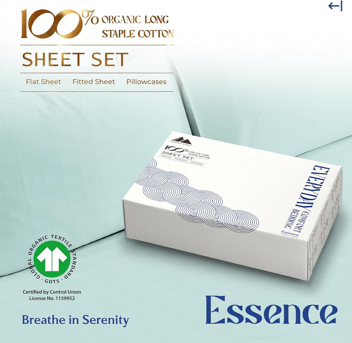 Mayfair Linen 100% Organic Cotton Percale Sheets Twin Size - 3 Piece Set, 16" Deep Pocket, Breathable, Soft Cooling Sheets for Dorm Room…