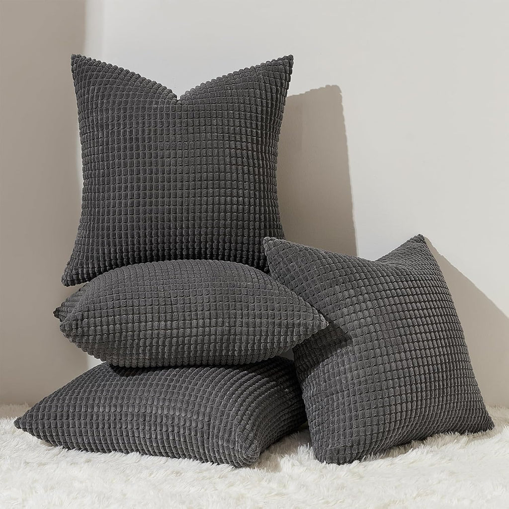Topfinel 4 Packs Dark Grey Decorative Throw Pillow Covers 16x16 Inch for Living Room Couch Bed, Rustic Modern Farmhouse Home Decor, Soft Co…