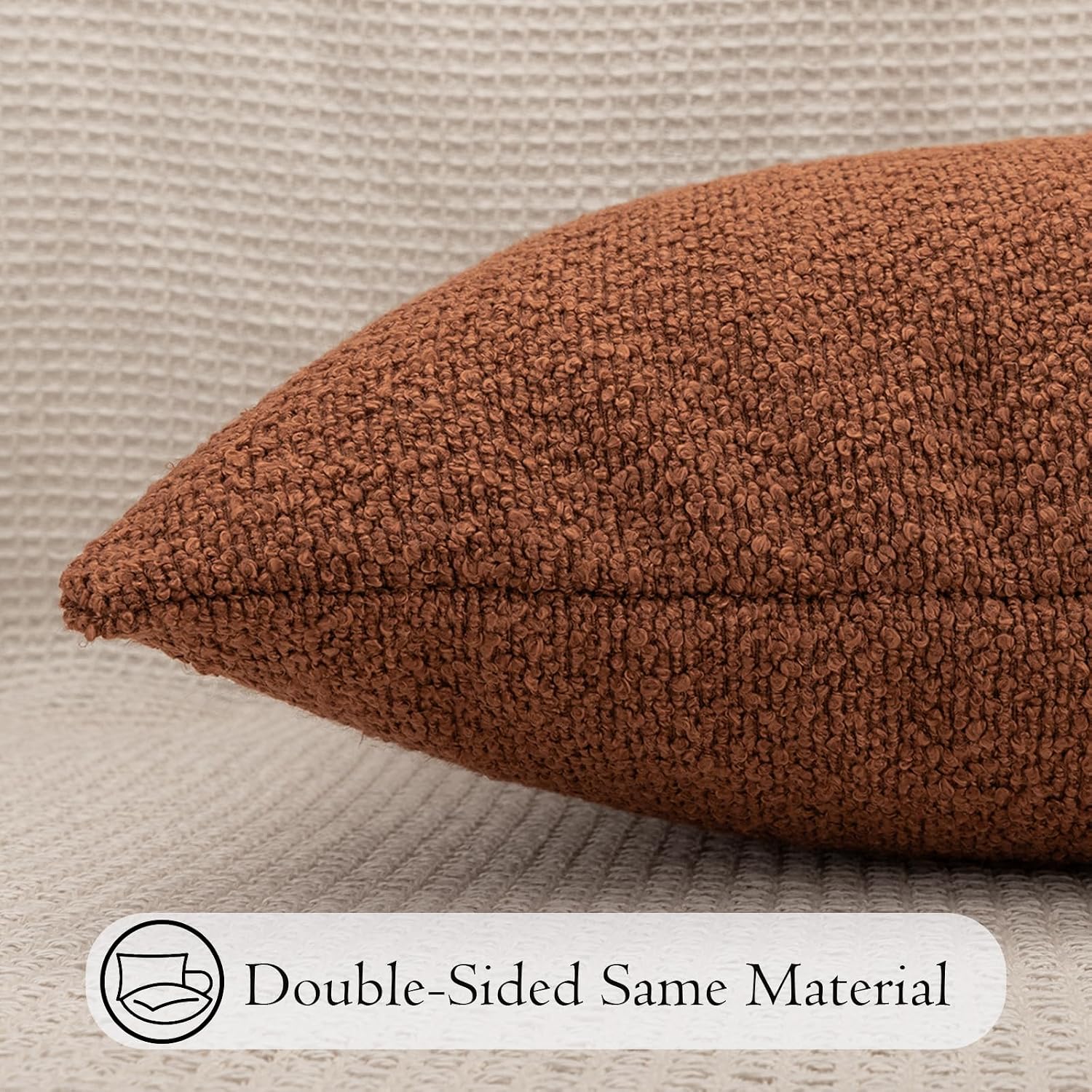 JoraLion 14x36 inch Boucle Lumbar Pillow Cover, Rust Woven Texture Neutral Long Pillow Cover Breathable Cushion Case for Couch Sofa Bed…
