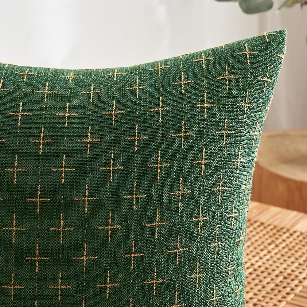 MIULEE Pack of 2 Christmas Decorative Burlap Linen Throw Pillow Covers Modern Farmhouse Pillowcase Rustic Woven Textured Cushion Cover…