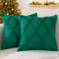 decorUhome Summer Throw Pillow Covers 20x20 Inch Set of 2, Soft Plush Faux Fur Wool Green Accent Couch Pillow Covers for Modern Farmhouse B…