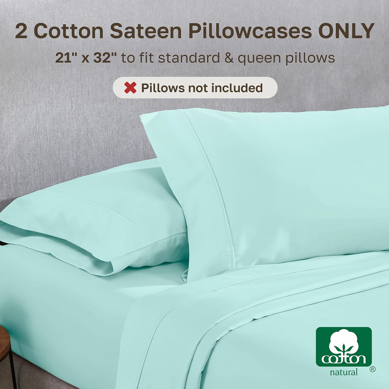 CaliforniaDesignDen California Design Den Standard Queen Size Pillowcase Set - 400 Thread Count, 100% Cotton Sateen, Set of 2 Pillow Covers…