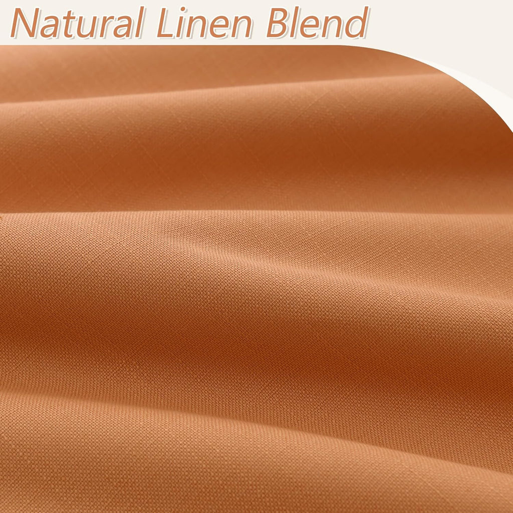 Guken Orange 100% Blackout Linen Curtains 102 Inch Length 2 Panels Set for Living Room Bedroom Back Tab Thermal Insulated 100% Black Out Dr…