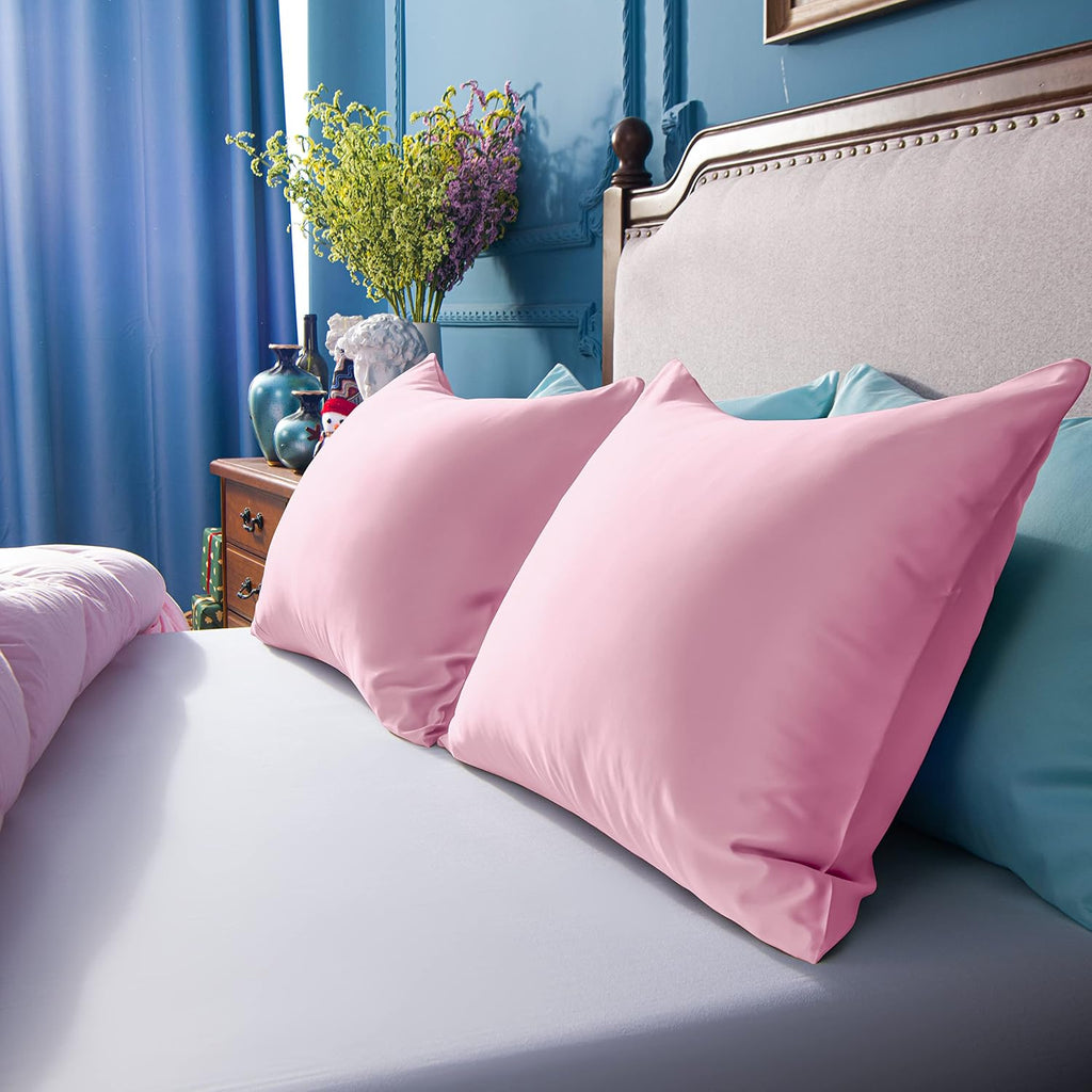 Ntbay Zippered Satin Pillow Cases for Hair and Skin, Luxury Standard Hidden Zipper Pillowcases Set of 2, 20x26 Inches, Light Pink 26 Inches…