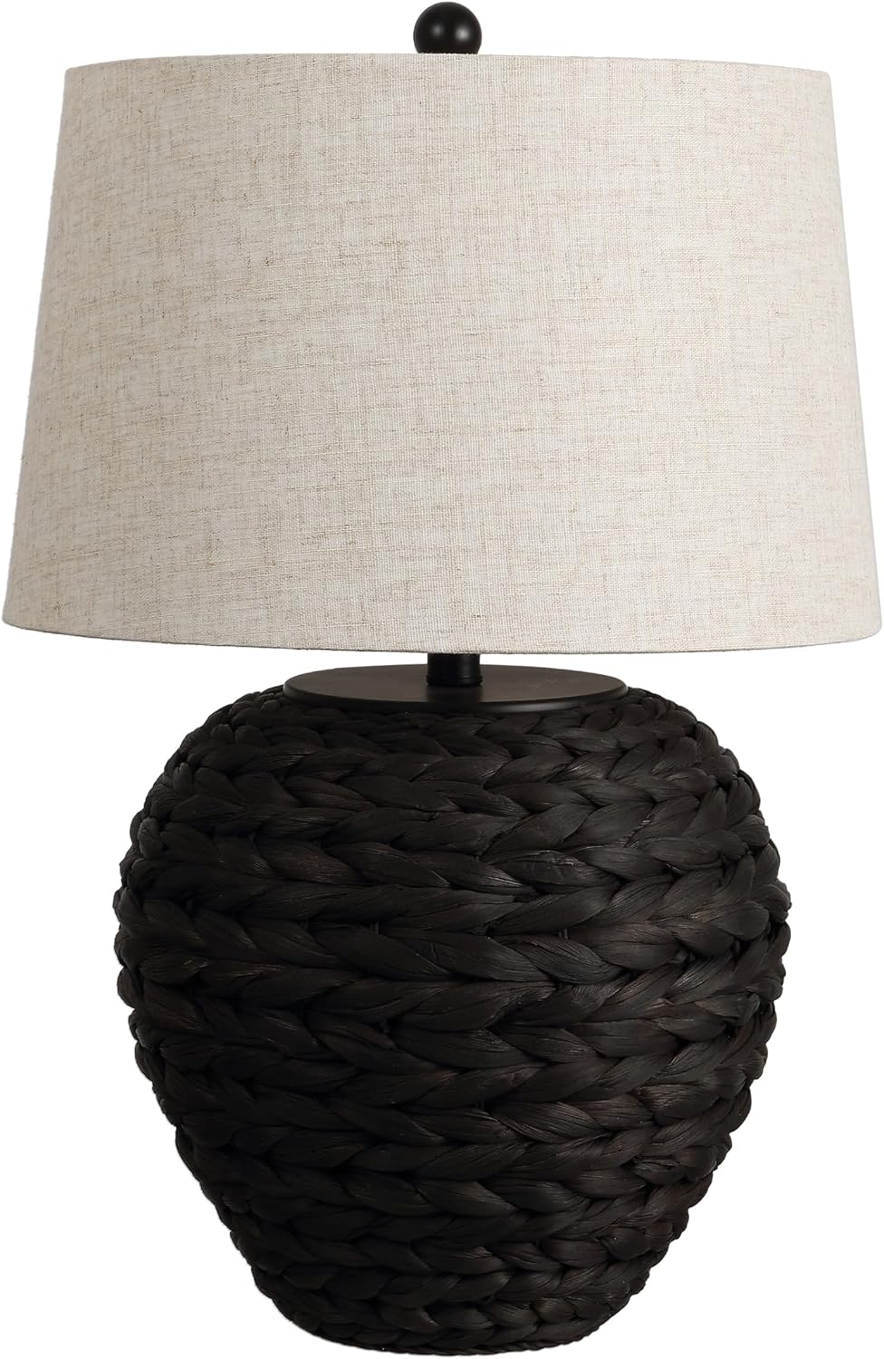 Jonathany JONATHAN Y 24.5" Black Water Hyacinth Farmhouse Basket Table Lamp, Coastal Decor for Living Room Bedroom Nightstand, Light Gray L…
