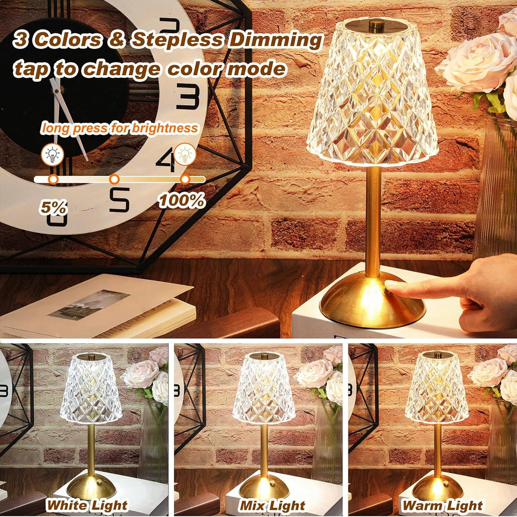 Liliful 4 Pcs Cordless Table Lamp Rechargeable Touch LED Small Gold Portable Battery Operated USB-c Desk Lamp 3 Color Dimmable for…
