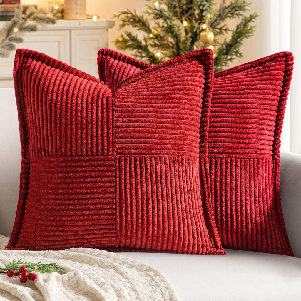 MIULEE Decorative Euro Sham Throw Pillow Covers for Couch Bed Livingroom 24x24 Inch Set of 2 Red Boho Accent Throw Pllows Broadside…