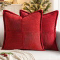 MIULEE Decorative Euro Sham Throw Pillow Covers for Couch Bed Livingroom 24x24 Inch Set of 2 Red Boho Accent Throw Pllows Broadside…