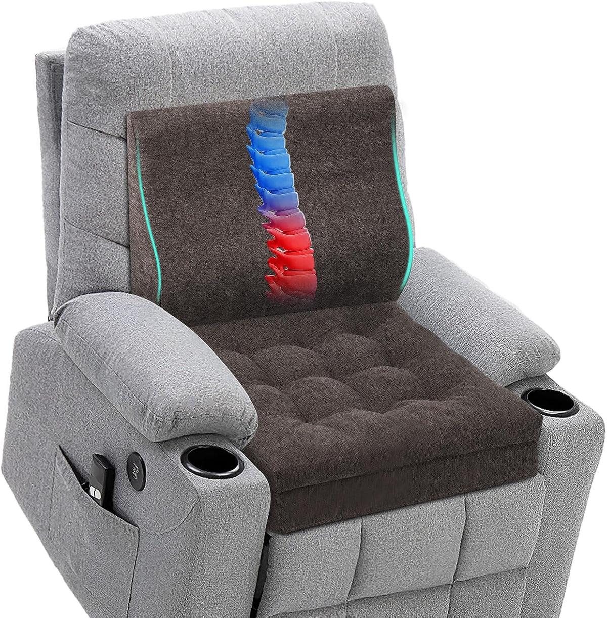 Recliner Cushions for Elderly with Lumbar Support, Patent Design 20x20x5 Inch Thick Chair Cushion Soft Tufted Dual Layer Booster Seat…