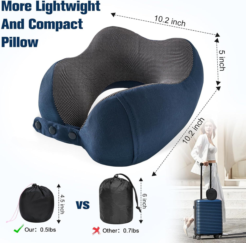 Cirorld Neck Pillow for Traveling, Travel Pillows for Airplanes,100% Pure Memory Foam Travel Neck Pillow, Adjustable Flight Pillow, Portabl…