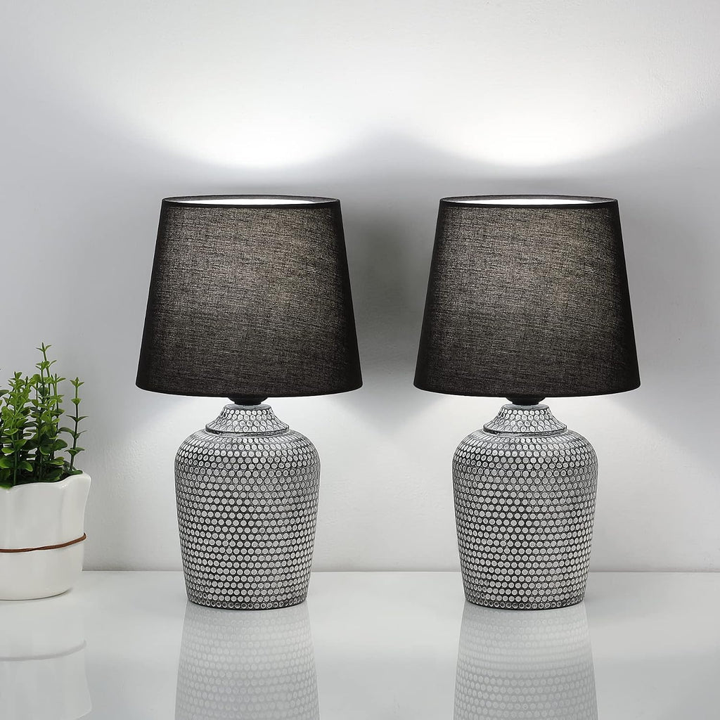 Sucolite 11.8'' Small Table Lamps Set of 2, Bedside Nightstand Lamps for Bedroom Kid’s Room, Cute Desk Lamps with Studded Texture Base…