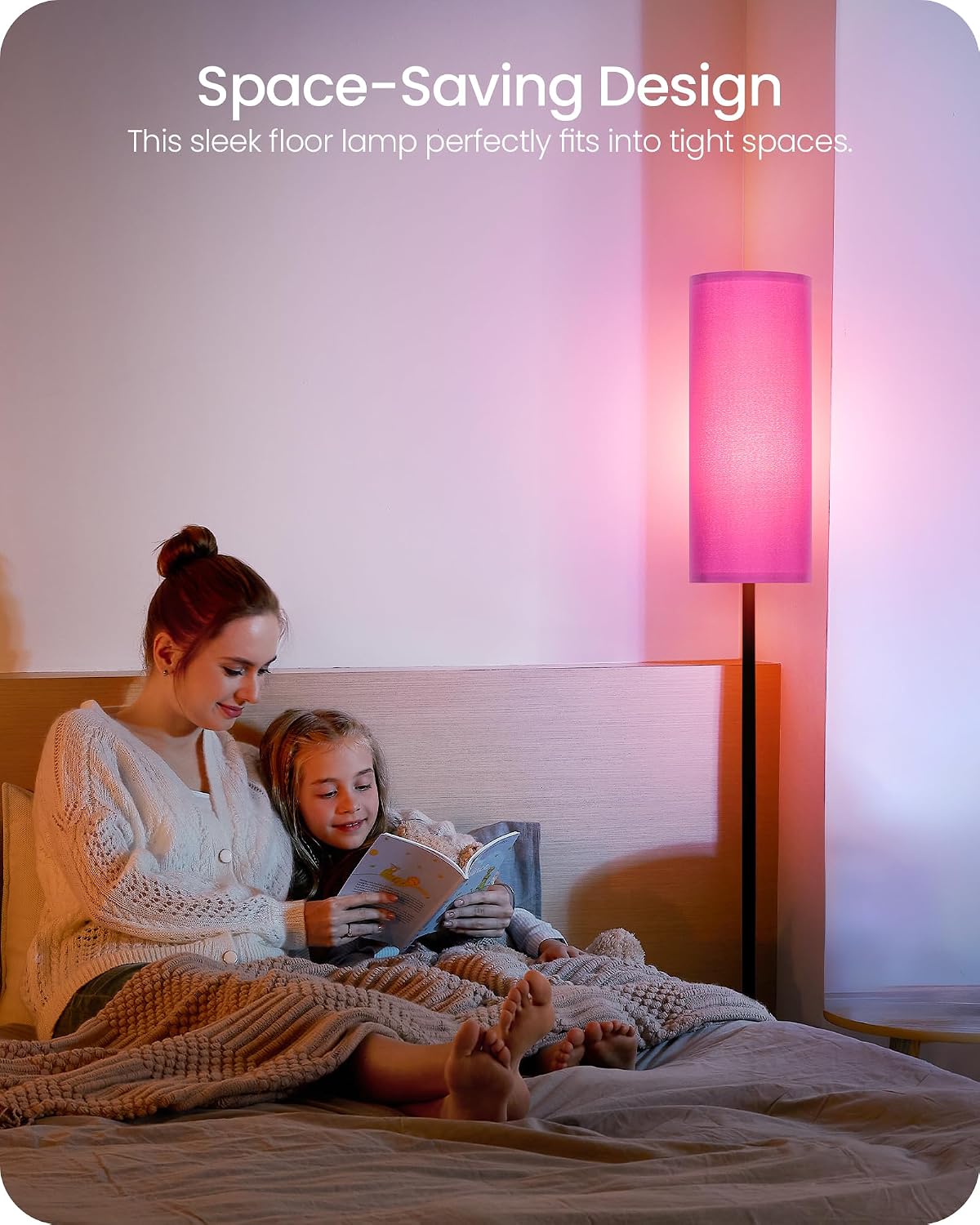Dimmable Purple Floor Lamp for Living Room with Remote and Foot Switch, Corner Floor Lamp for Bedroom, 64.4" Standing Tall Lamp, 10W…