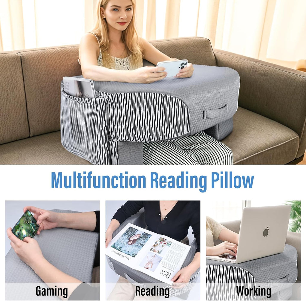 Lebenguru Reading Pillow for Laptop, Extra Large Armrest Gaming Pillow for Working, Hight Adjustable Lap Desk Pillow for Adult Sitting in B…